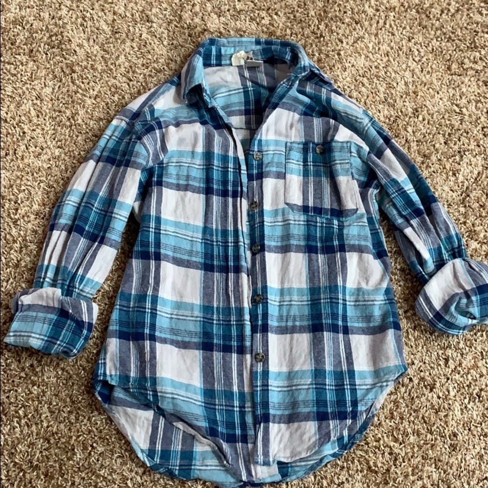 Blue flannel button down